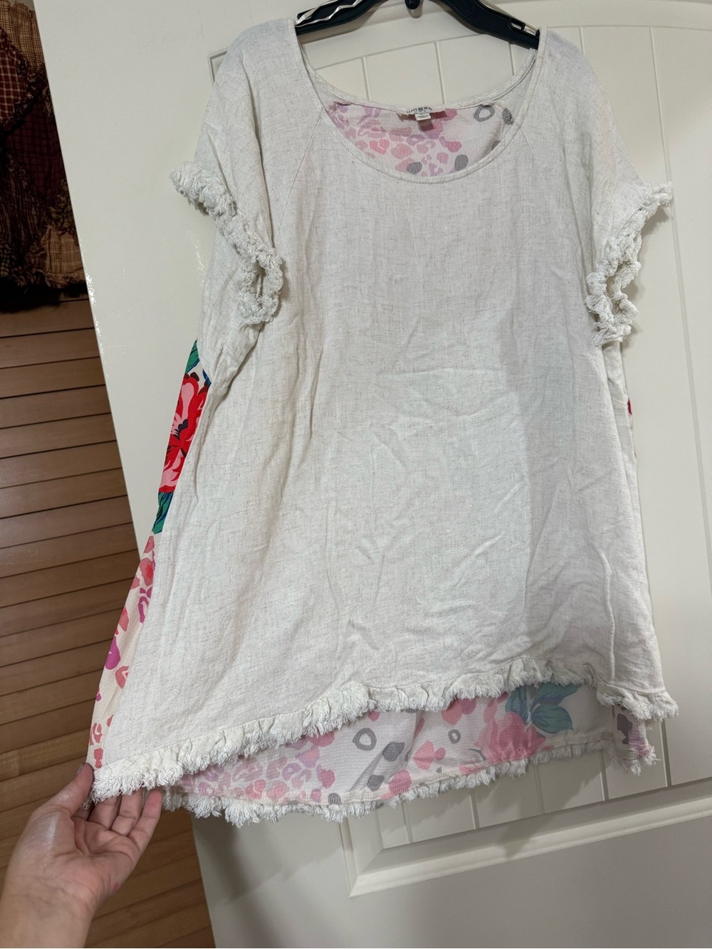 Umgee Cream Tunic with Pink and Gray Leopard Print Lining